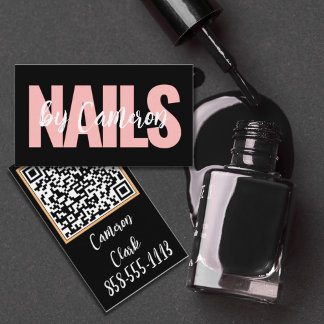 Tarjeta De Visita Artista de Uñas Negras Letra de Tipo de Guión