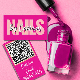 Tarjeta De Visita Artista de Uñas Negrita Tipo de Letra Script Fondo