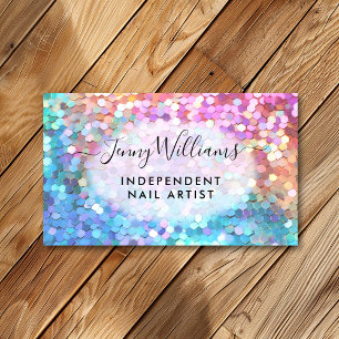 Tarjeta De Visita Artista de uñas Pastel Purpurina de espuma arcoiri