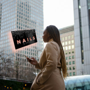 Tarjeta De Visita Artista de uñas Perfora Negro Purpurina Rosa profe