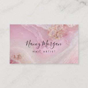 Tarjeta De Visita Artista de uñas Pink Agate Marble
