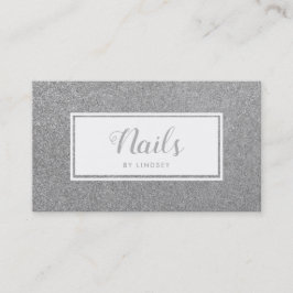 Tarjeta De Visita Artista de uñas Purpurina de espuma de plata