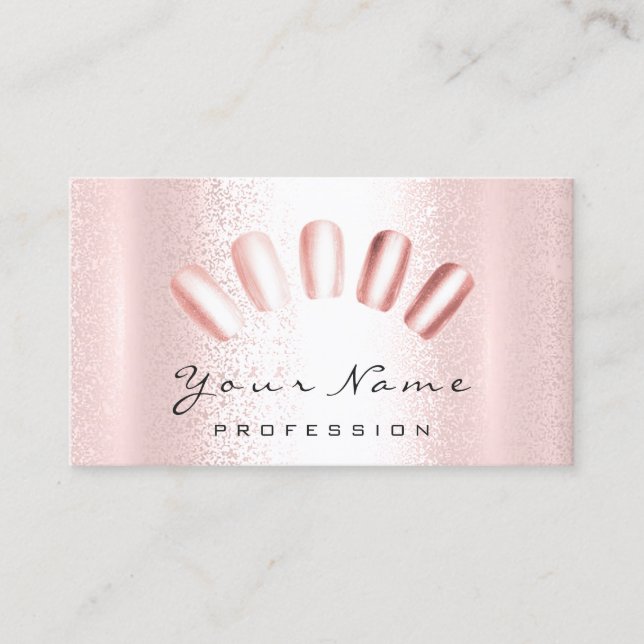 Tarjeta De Visita Artista de uñas rosa Manicura de rosa pedicura Clá (Anverso)