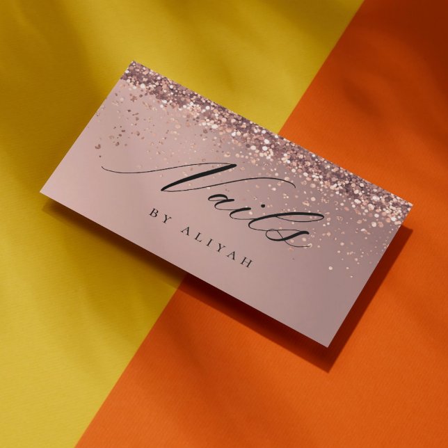 Tarjeta De Visita Artista de uñas Rosa Purpurina Confetti (Subido por el creador)