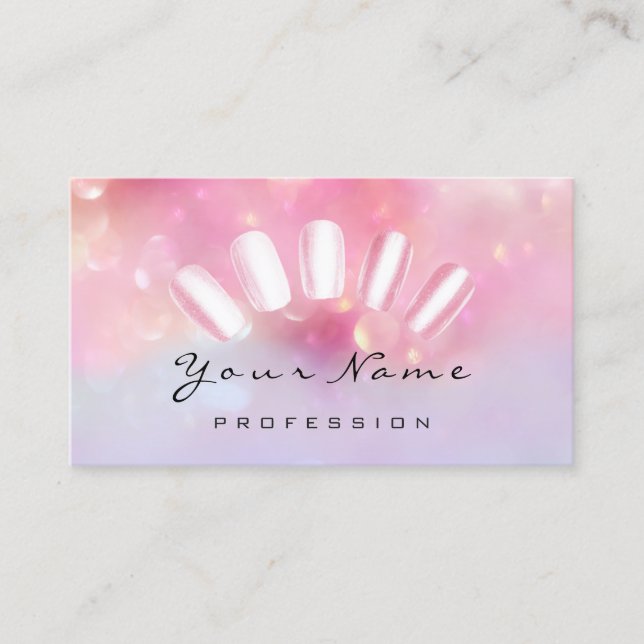 Tarjeta De Visita Artista de uñas Rosa Rosa de Manicura Pedicura Hol (Anverso)