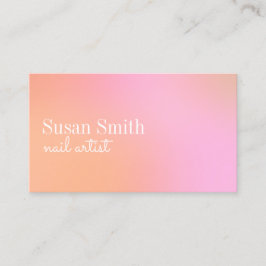 Tarjeta De Visita Artista de uñas rosa y naranja moderno con gradien