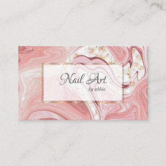 Tarjeta De Visita Artista de uñas rosadas de coral Agante de las nal