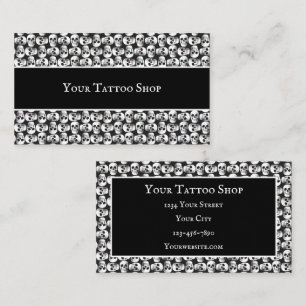 Tarjeta De Visita Artista del tatuaje del cráneo gótico Patrón blanc