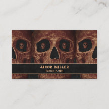 Artista del tatuaje Skull gótico marrón fondo negr