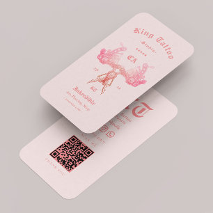 Tarjeta De Visita Artista del tatuaje táctico pastel rosa retro mode