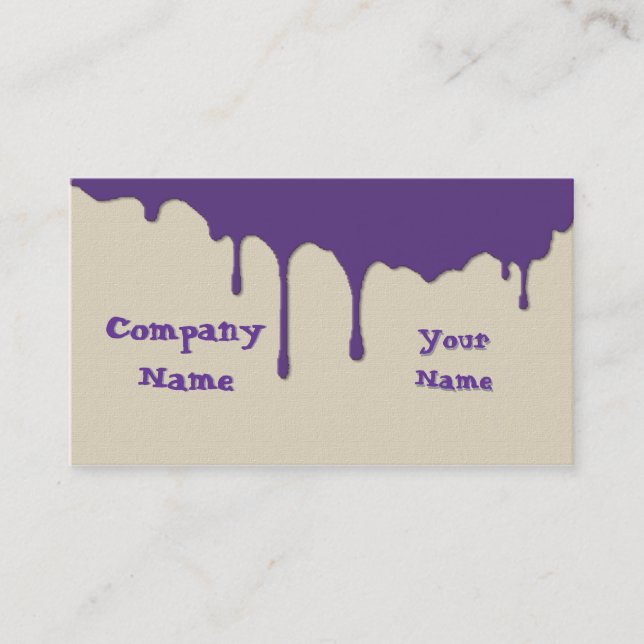 Tarjeta De Visita Artista divertido pintar goteo morado (Anverso)