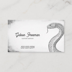 Tarjeta De Visita Artista elegante de tatuajes de serpientes blancas