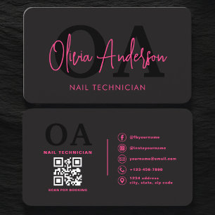 Tarjeta De Visita Artista especialista en uñas con código QR