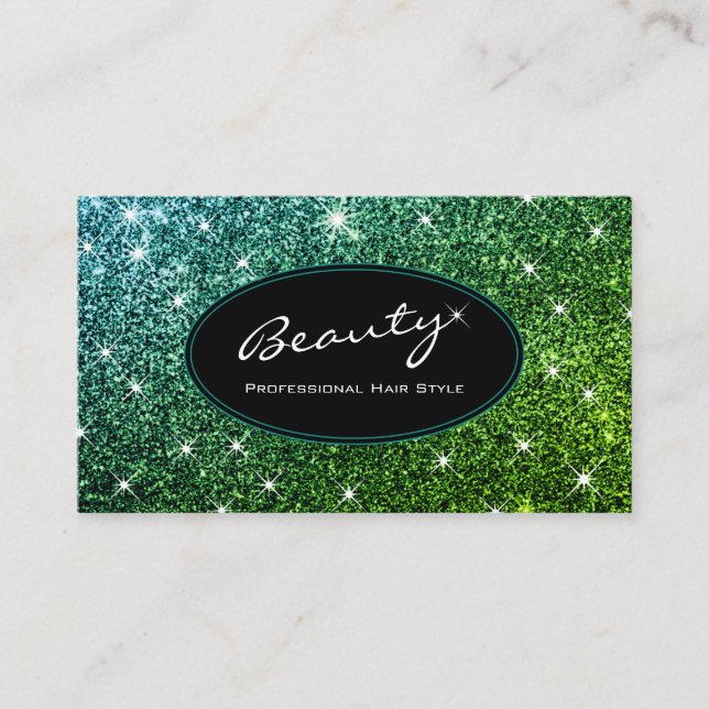 Tarjeta De Visita Artista estilo cabello Luminoso Verde azulado Purp (Anverso)