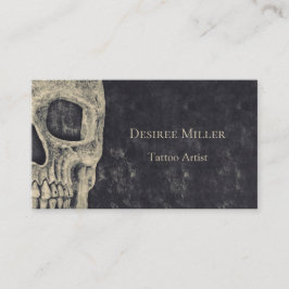 Tarjeta De Visita Artista gótico de tatuajes de color beige grisáceo