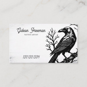 Tarjeta De Visita Artista gótico de tatuajes de cuerdas blancas y ne
