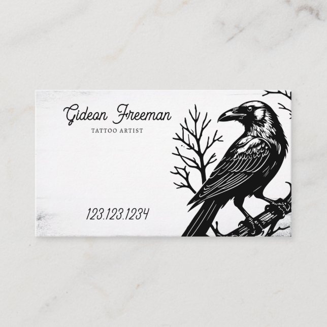 Tarjeta De Visita Artista gótico de tatuajes de cuerdas blancas y ne (Anverso)
