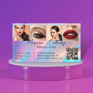 Tarjeta De Visita artista holográfico de maquillaje de código qr 4 f