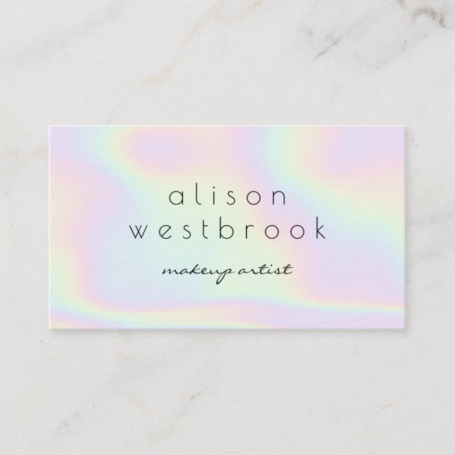 Tarjeta De Visita Artista holográfico moderno de maquillaje arcoiris (Anverso)
