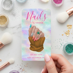 Tarjeta De Visita Artista Manicurista de Ópalo con Estilo Salón de U