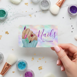 Tarjeta De Visita Artista Manicurista de Uñas con Arte Opal Iridesce