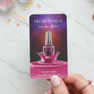 Tarjeta De Visita Artista Manicurista Moderna Arte de Uñas Rosa Chic
