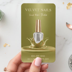 Tarjeta De Visita Artista Manicurista Moderna Arte en Uñas Verde Mus