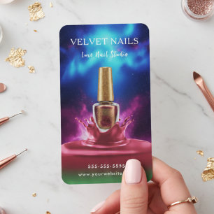 Tarjeta De Visita Artista Manicurista Moderna Uñas Arte Colorido Chi
