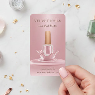 Tarjeta De Visita Artista Manicurista Polvo Rosa Rubor Rosa Chic