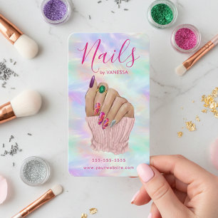Tarjeta De Visita Artista Manicurista Salón de Uñas Elegante Ópalo