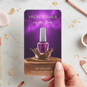 Tarjeta De Visita Artista Manicurista Uñas Chocolate Púrpura Oscuro