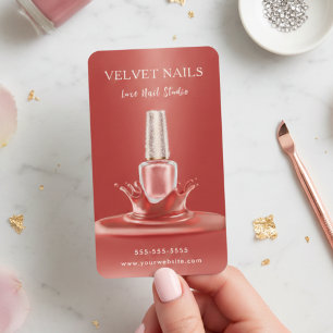 Tarjeta De Visita Artista Manicurista Uñas Lovely Red Rubor Rosa Chi