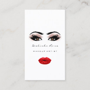 Tarjeta De Visita Artista maquillador azota a Rosa Labios Rojos de c