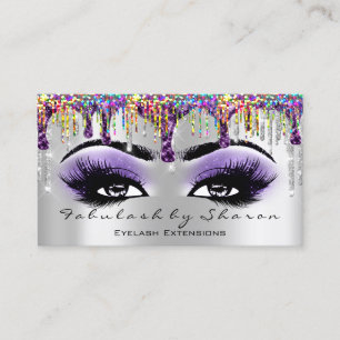 Tarjeta De Visita Artista maquillador ceño Eyelash Plata Hológrafo