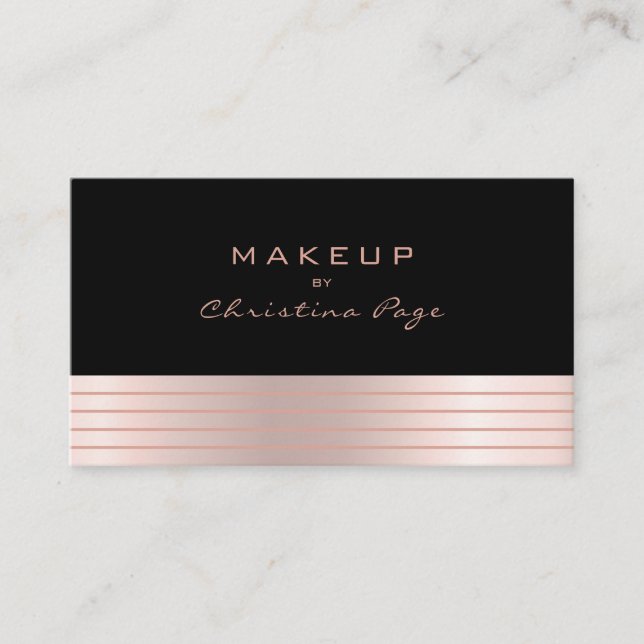 Tarjeta De Visita Artista maquillador de lujo Rosa Ombre y Negro (Anverso)