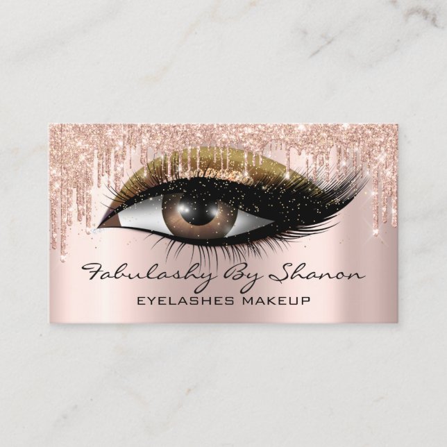 Tarjeta De Visita Artista maquillador Eyelashes Purpurinas Drin Rosa (Anverso)