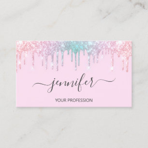 Tarjeta De Visita Artista maquillador Lash Nails Holografía Rosa