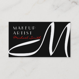 Tarjeta De Visita Artista maquillador monograma moderno negro