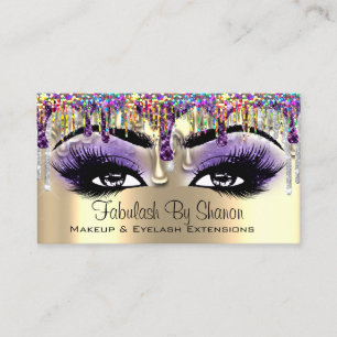 Tarjeta De Visita Artista maquillador Oro Púrpura Holografía Perfo