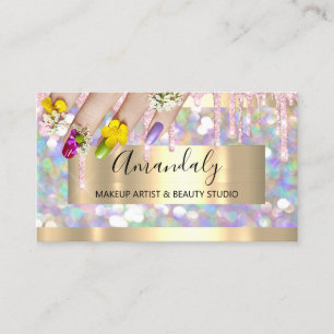 Tarjeta De Visita Artista maquillador Purpurina Artista de oro Purpu