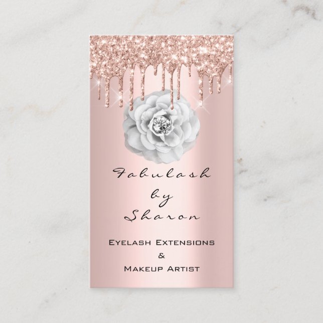 Tarjeta De Visita Artista maquillador Purpurina Drin Rosa Diamante B (Anverso)