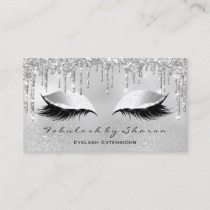 Tarjeta De Visita Artista maquillador Purpurina Eyelash Perfora Gris