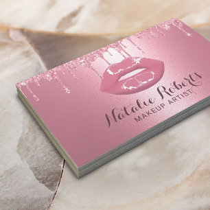 Tarjeta De Visita Artista maquillador Purpurina Rosa Perfora Salon d
