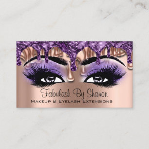Tarjeta De Visita Artista maquillador Rosa Perforaciones Púrpuras P