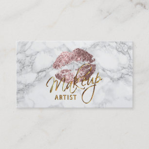 Tarjeta De Visita Artista maquillador Rosa polvoriento y mármol gris