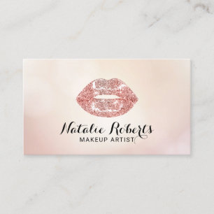 Tarjeta De Visita Artista maquillador Rosa Purpurina de oro recibe s