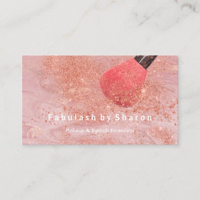 Tarjeta De Visita Artista maquillaje Ojos Lash Purpurina Rosa Polvo  (Anverso)