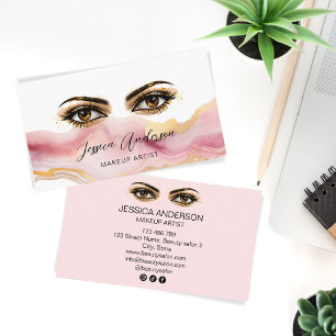 Tarjeta De Visita Artista marrón de maquillaje de moda oreja latigaz