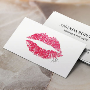 Tarjeta De Visita Artista Minimalista de maquillaje de los labios ro