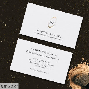 Tarjeta De Visita Artista minimalista de maquillaje en monograma de